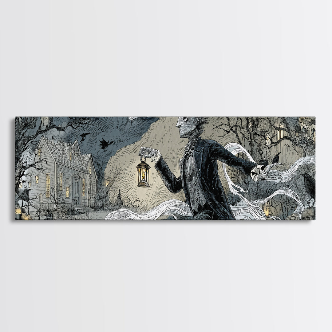 The Crossroads Spirit, Victorian Macabre Art, Extra Wide Wall Art, Macabre Wall Art, Framed Canvas Print, Halloween Wall Art