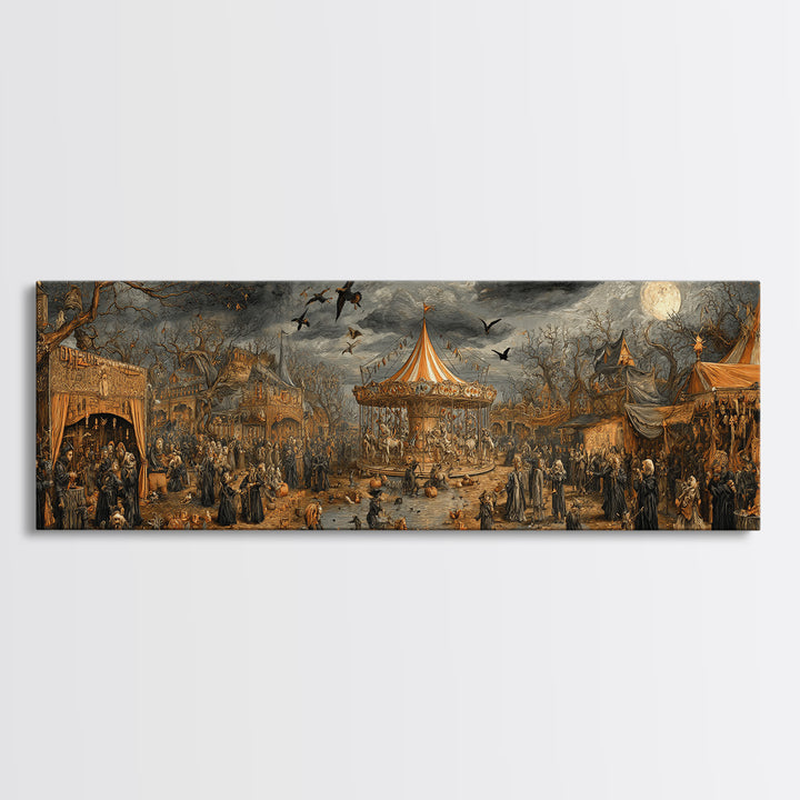 The Abandoned Carnival, Medieval Grotesque Art, Extra Wide Wall Art, Macabre Wall Art, Canvas Print, Halloween Wall Art