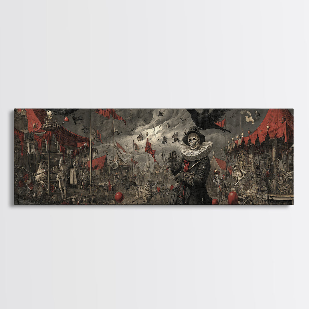 The Abandoned Carnival, Danse Macabre Art, Extra Wide Wall Art, Gothic Horror Wall Art, Canvas Print, Halloween Wall Art