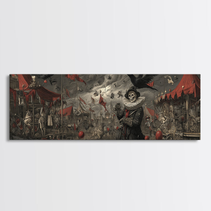 The Abandoned Carnival, Danse Macabre Art, Extra Wide Wall Art, Gothic Horror Wall Art, Canvas Print, Halloween Wall Art