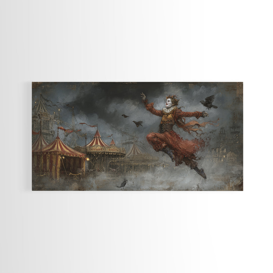 The Abandoned Carnival, Visionary Gothic Art, Wide Panoramic Art, Dark Fantasy Wall Art, Canvas Print, Halloween Wall Art