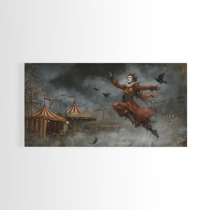 The Abandoned Carnival, Visionary Gothic Art, Wide Panoramic Art, Dark Fantasy Wall Art, Canvas Print, Halloween Wall Art