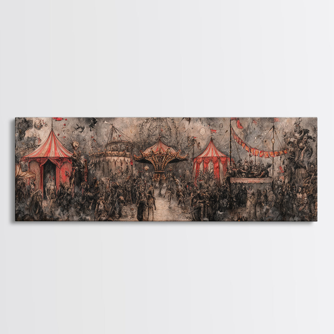 The Abandoned Carnival, Symbolist Dream Art, Extra Wide Wall Art, Gothic Horror Wall Art, Canvas Print, Halloween Wall Art