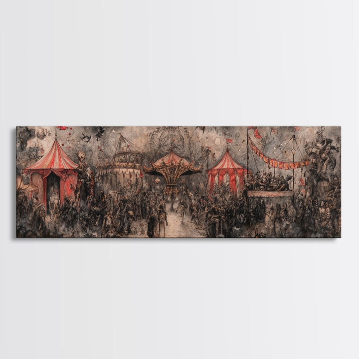 The Abandoned Carnival, Symbolist Dream Art, Extra Wide Wall Art, Gothic Horror Wall Art, Canvas Print, Halloween Wall Art
