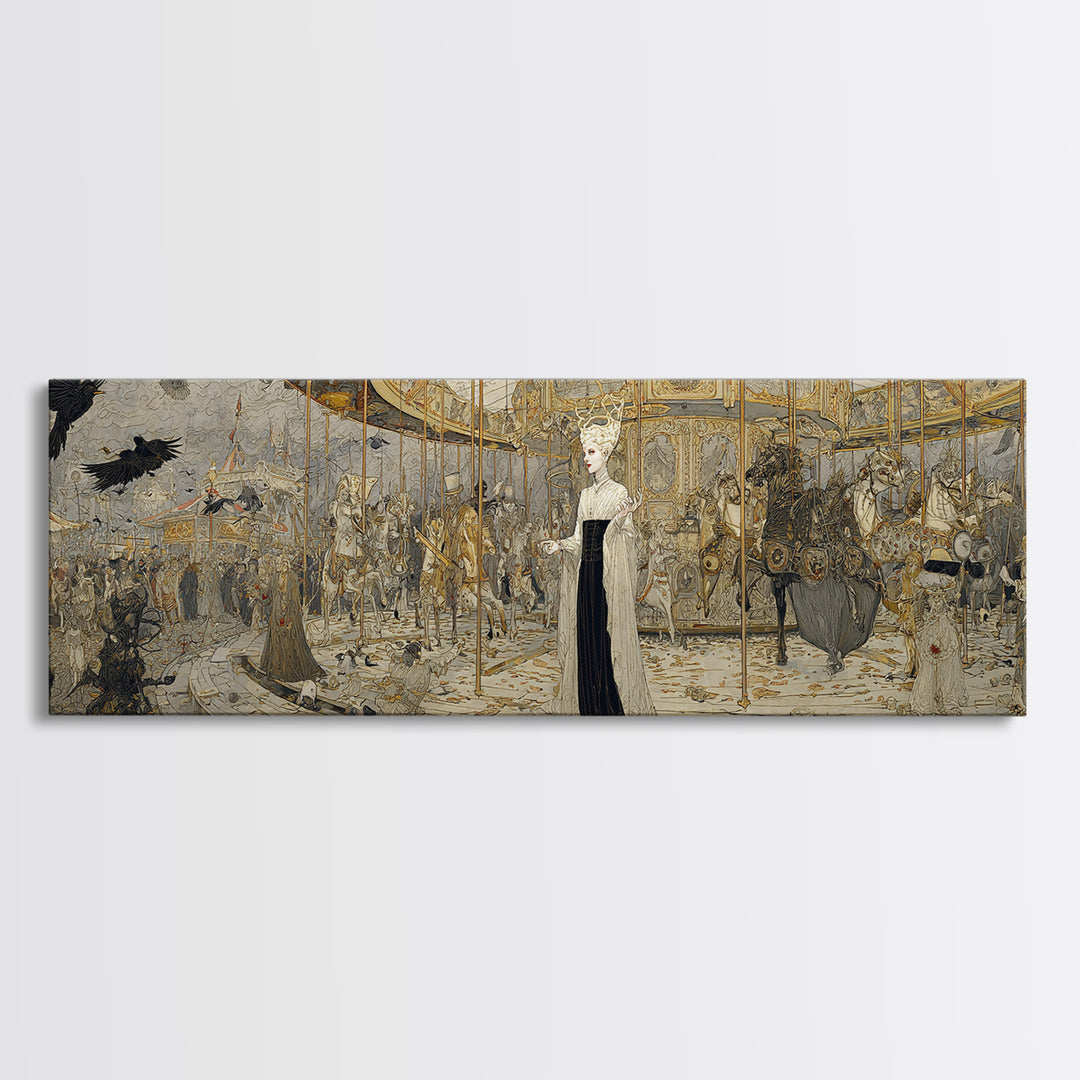 The Abandoned Carnival, Symbolist Death Art, Extra Wide Wall Art, Gothic Horror Wall Art, Framed Canvas Print, Halloween Wall Art