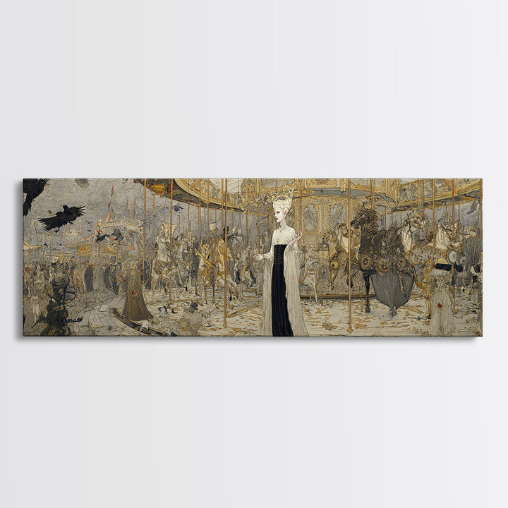 The Abandoned Carnival, Symbolist Death Art, Extra Wide Wall Art, Gothic Horror Wall Art, Framed Canvas Print, Halloween Wall Art
