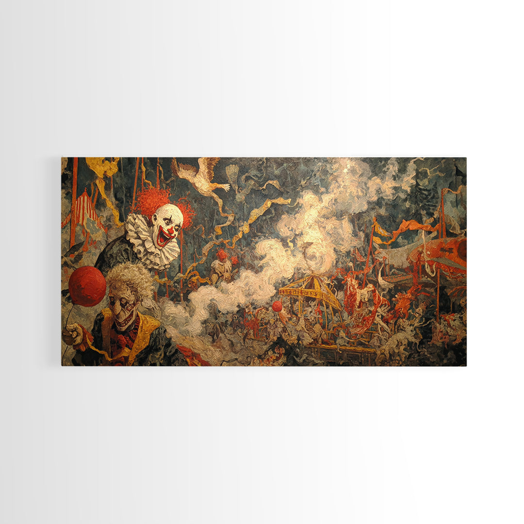 The Abandoned Carnival, Grotesque Carnival Art, Wide Panoramic Art, Dark Fantasy Wall Art, Canvas Print, Halloween Wall Art