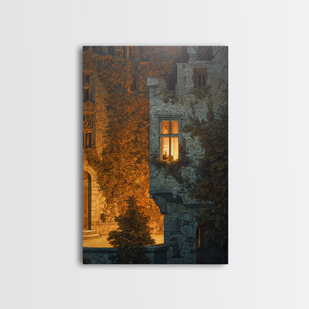 The Haunted Manor, Danse Macabre Art, Vertical Wall Art, Dark Halloween Decor, Canvas Print, Halloween Wall Art
