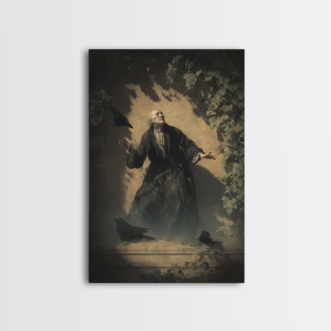 The Haunted Manor, Dark Romantic Horror Art, Vertical Wall Art, Gothic Horror Wall Art, Canvas Print, Halloween Wall Art