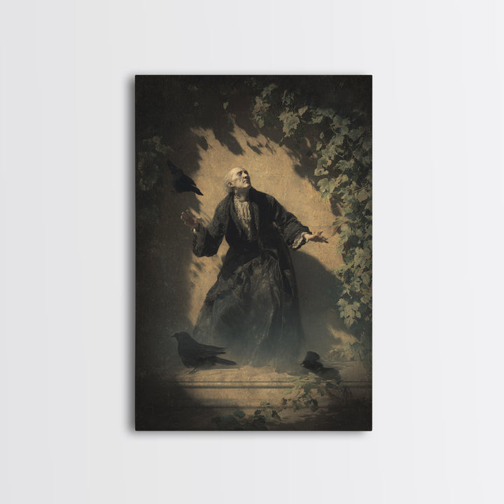 The Haunted Manor, Dark Romantic Horror Art, Vertical Wall Art, Gothic Horror Wall Art, Canvas Print, Halloween Wall Art