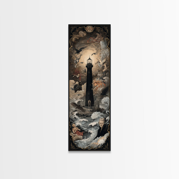 The Cursed Lighthouse, Gothic Nightmare Art, Tall Narrow Wall Art, Gothic Horror Wall Art, Canvas Print, Halloween Wall Art