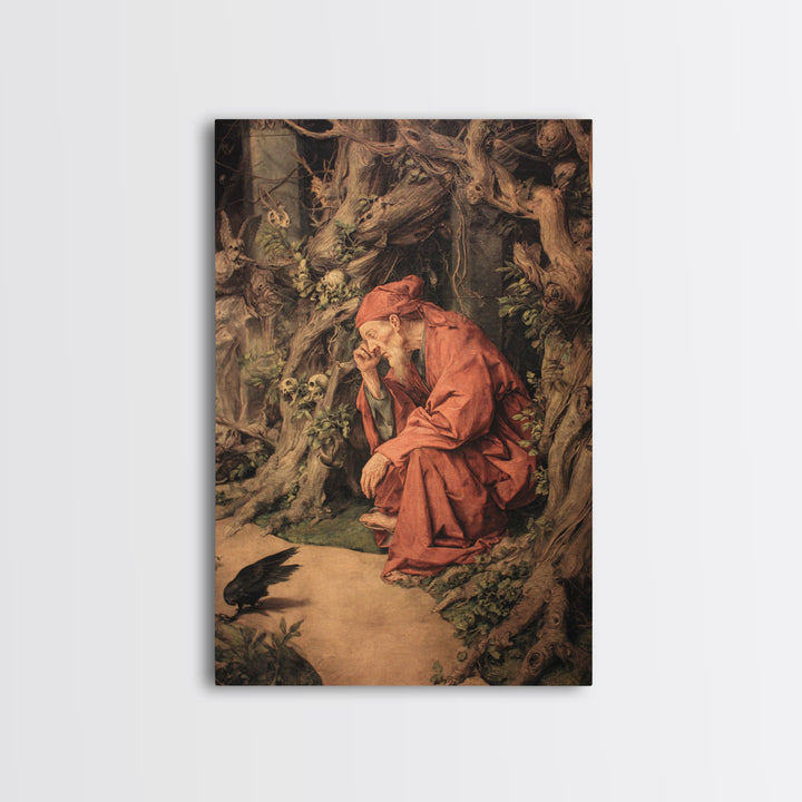 The Witch'S Forest, Dark Renaissance Art, Vertical Wall Art, Dark Halloween Decor, Framed Canvas Print, Halloween Wall Art