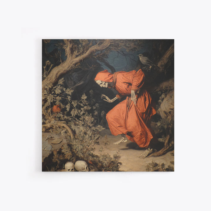 The Witch'S Forest, Danse Macabre Art, Square Wall Art, Dark Halloween Decor, Canvas Print, Halloween Wall Art
