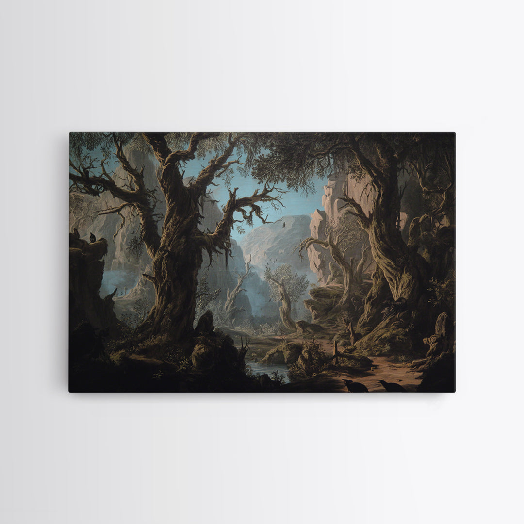 The Witch'S Forest, Baroque Witchcraft Art, Landscape Wall Art, Macabre Wall Art, Framed Canvas Print, Halloween Wall Art