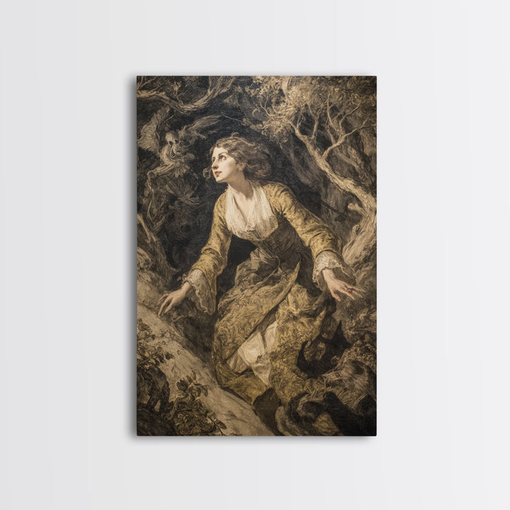 The Witch'S Forest, Dark Romantic Horror Art, Vertical Wall Art, Macabre Wall Art, Canvas Print, Halloween Wall Art, Dark Fantasy Art