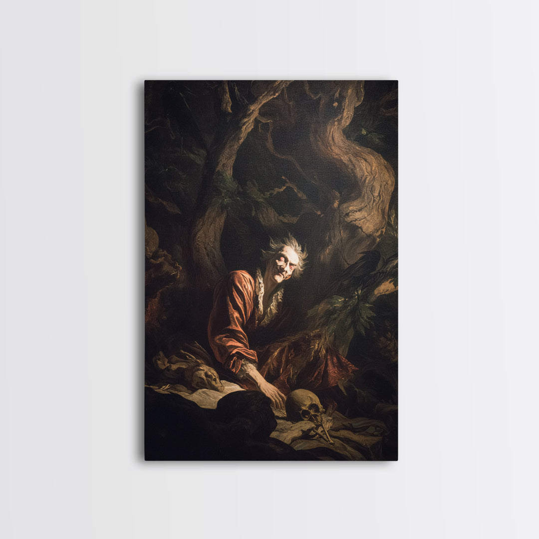 The Witch'S Forest, Gothic Nightmare Art, Vertical Wall Art, Dark Halloween Decor, Framed Canvas Print, Halloween Wall Art
