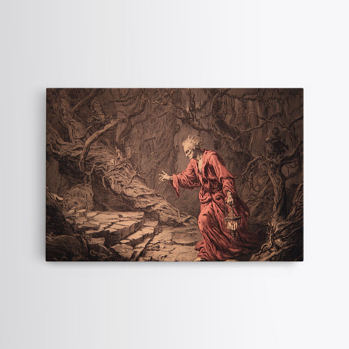 The Witch'S Forest, Architectural Etching Art, Landscape Wall Art, Dark Fantasy Wall Art, Framed Canvas Print