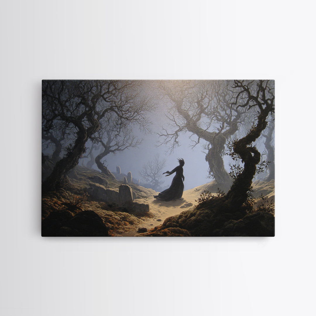 The Witch'S Forest, Romantic Gothic Landscape, Landscape Wall Art, Dark Fantasy Wall Art, Framed Canvas Print, Halloween Wall Art