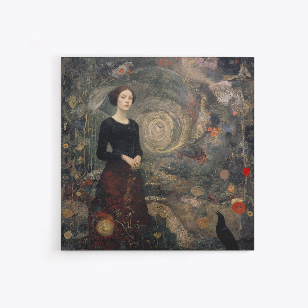 The Witch'S Forest, Symbolist Dream Art, Square Wall Art, Dark Halloween Decor, Canvas Print, Halloween Wall Art, Gothic Home Decor