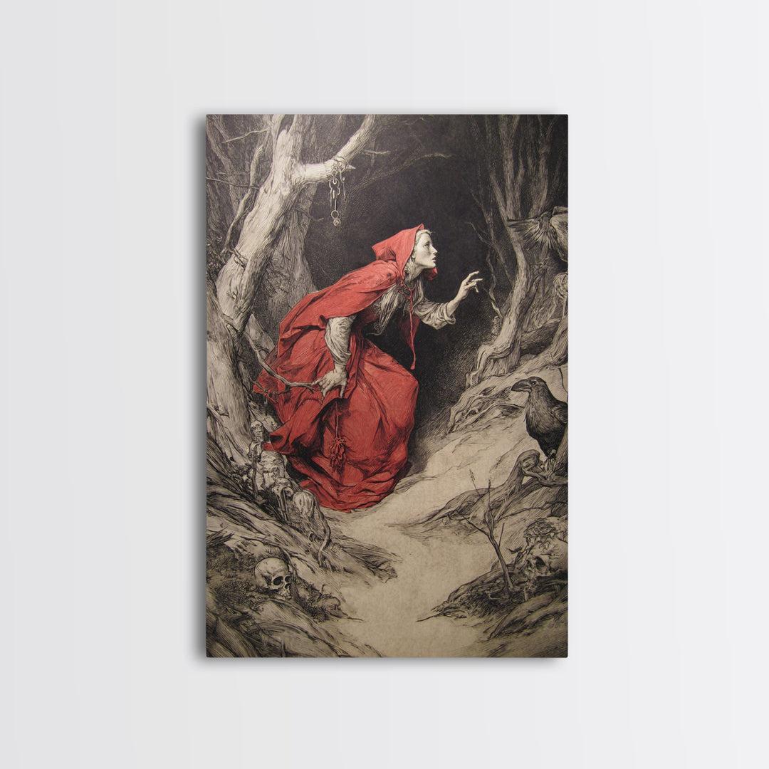 The Witch'S Forest, Decadent Gothic Art, Vertical Wall Art, Dark Fantasy Wall Art, Canvas Print, Halloween Wall Art