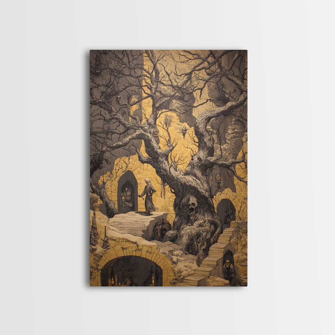 The Witch'S Forest, Victorian Macabre Art, Vertical Wall Art, Macabre Wall Art, Canvas Print, Halloween Wall Art, Gothic Home Decor