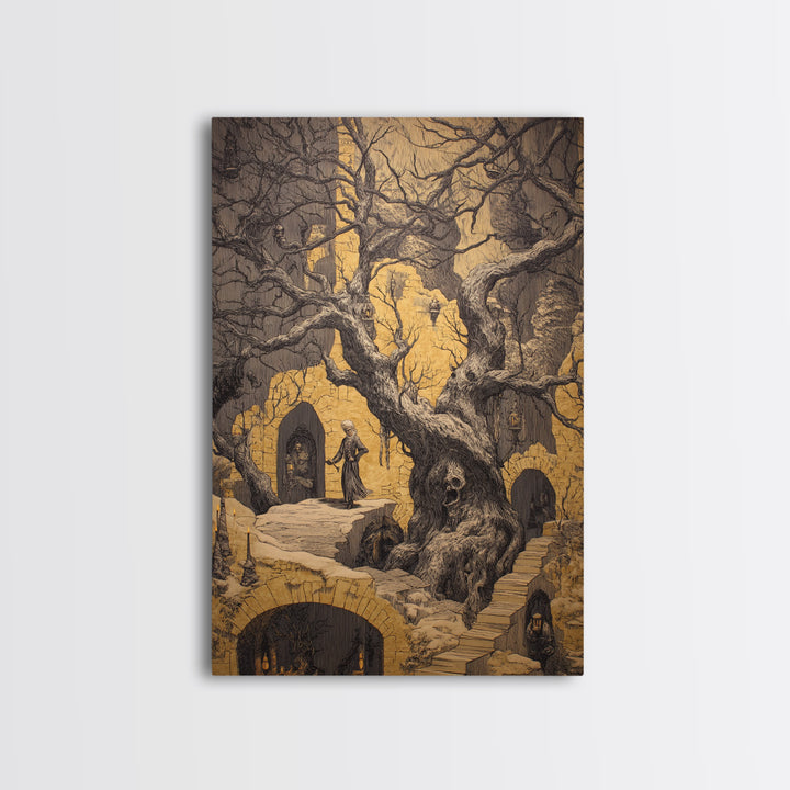 The Witch'S Forest, Victorian Macabre Art, Vertical Wall Art, Macabre Wall Art, Canvas Print, Halloween Wall Art, Gothic Home Decor
