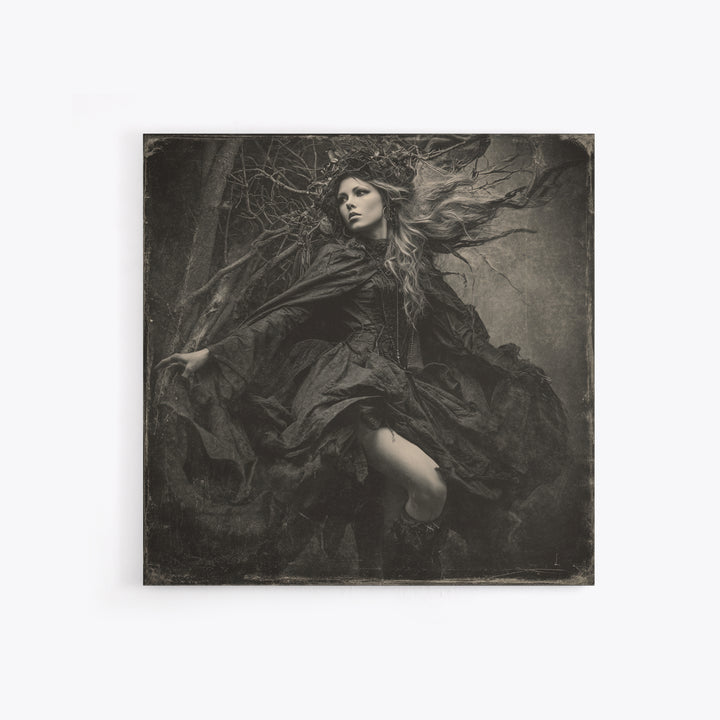 The Witch'S Forest, Biomechanical Horror Art, Square Wall Art, Dark Fantasy Wall Art, Canvas Print, Halloween Wall Art, Seasonal Home Decor