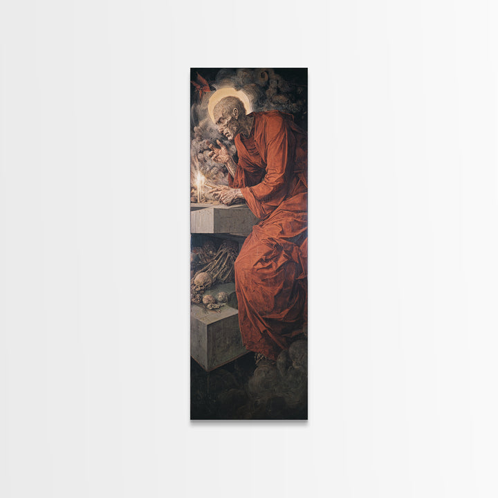 The Forgotten Crypt, Dark Renaissance Art, Tall Narrow Wall Art, Macabre Wall Art, Canvas Print, Halloween Wall Art