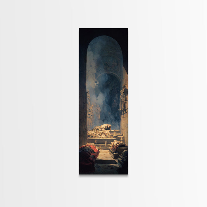 The Forgotten Crypt, Gothic Nightmare Art, Tall Narrow Wall Art, Dark Halloween Decor, Framed Canvas Print, Halloween Wall Art