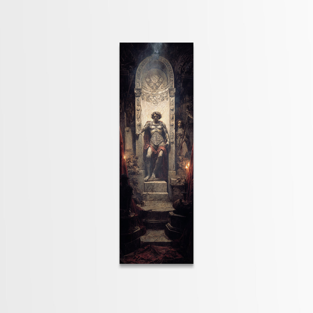 The Forgotten Crypt, Ornate Symbolist Art, Tall Narrow Wall Art, Dark Halloween Decor, Framed Canvas Print, Halloween Wall Art