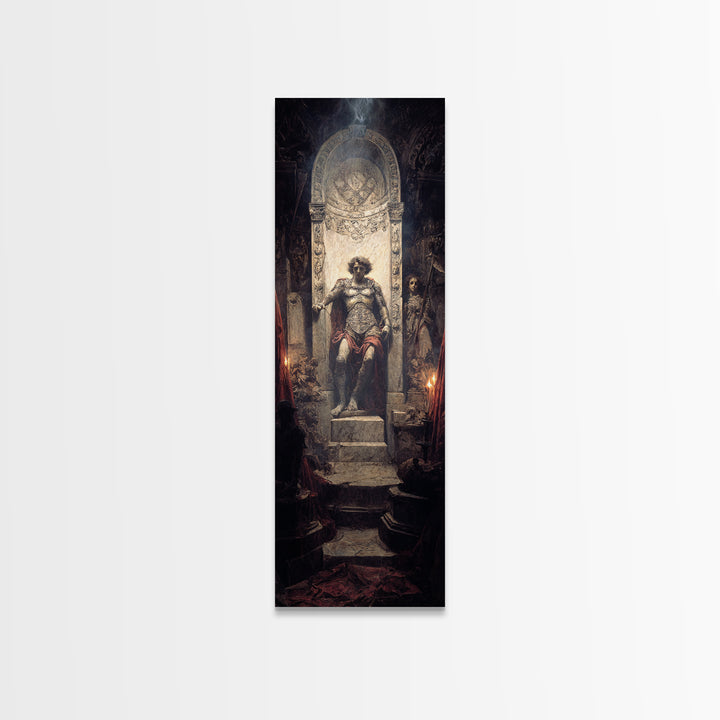 The Forgotten Crypt, Ornate Symbolist Art, Tall Narrow Wall Art, Dark Halloween Decor, Framed Canvas Print, Halloween Wall Art