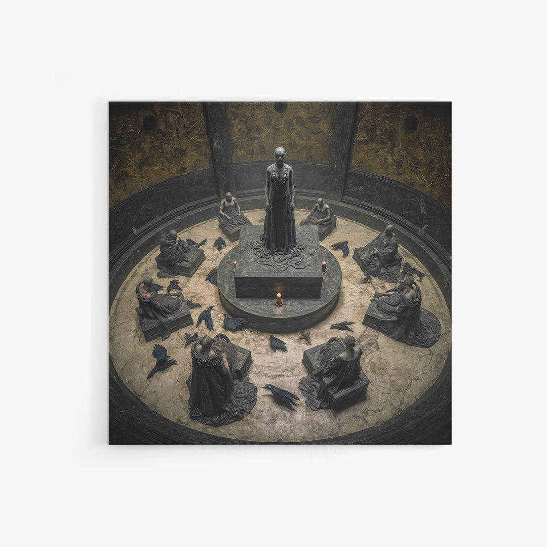 The Forgotten Crypt, Dark Symbolist Art, Square Wall Art, Macabre Wall Art, Canvas Print, Halloween Wall Art, Horror Wall Art