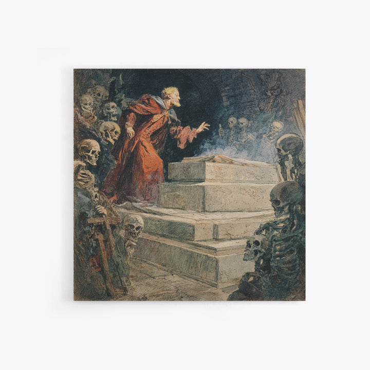 The Forgotten Crypt, Grotesque Carnival Art, Square Wall Art, Dark Halloween Decor, Canvas Print, Halloween Wall Art, Dark Fantasy Art