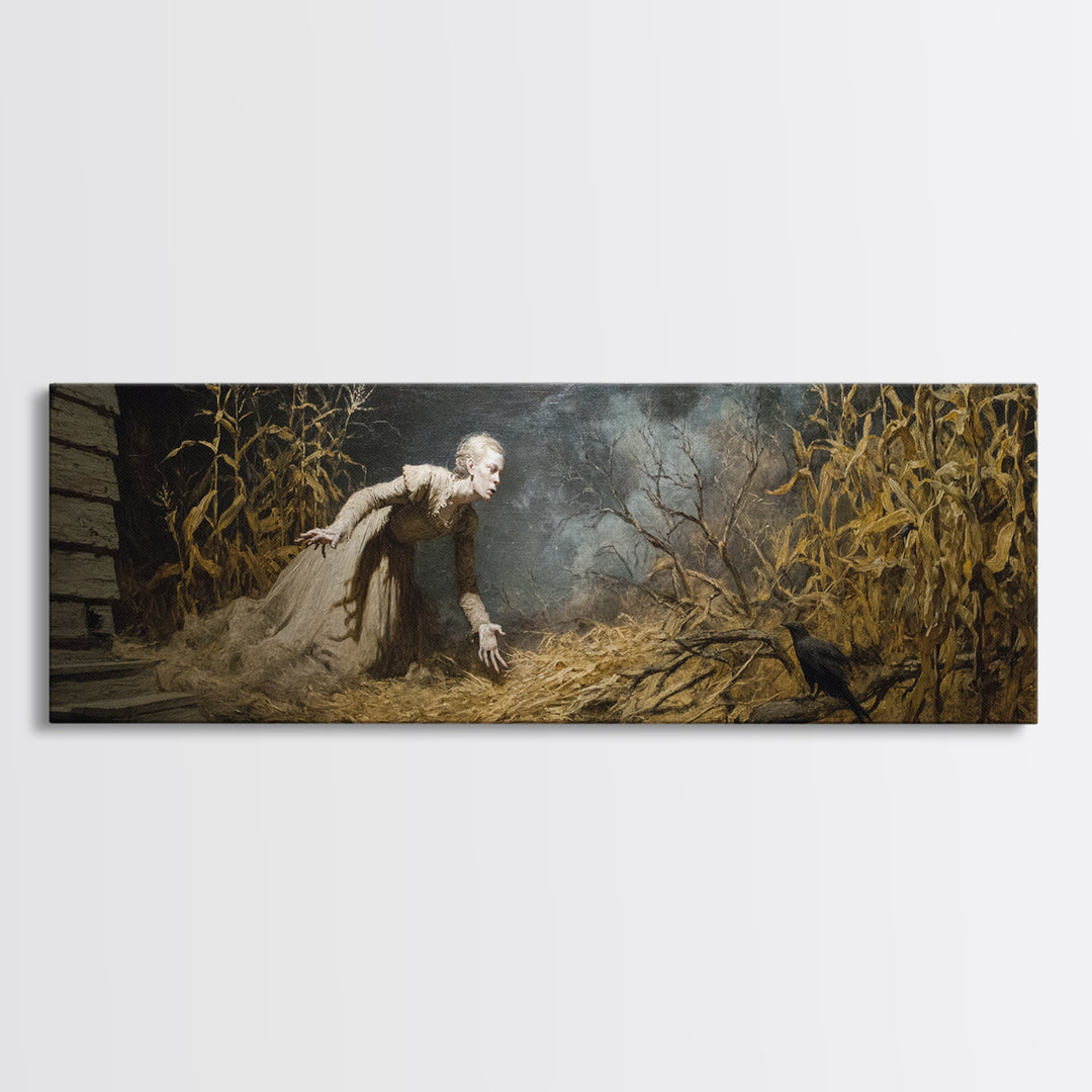 The Possessed Farmhouse, Gothic Nightmare Art, Extra Wide Wall Art, Dark Halloween Decor, Canvas Print, Halloween Wall Art