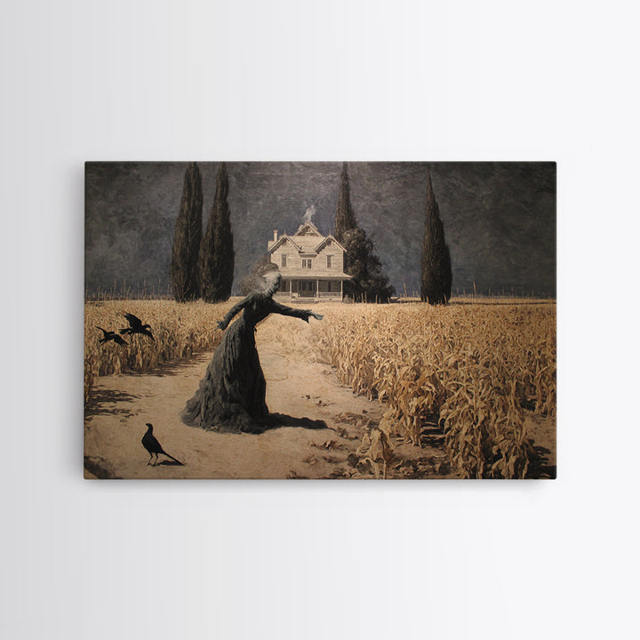 The Possessed Farmhouse, Symbolist Gothic Landscape, Landscape Wall Art, Gothic Horror Wall Art, Framed Canvas Print, Halloween Wall Art