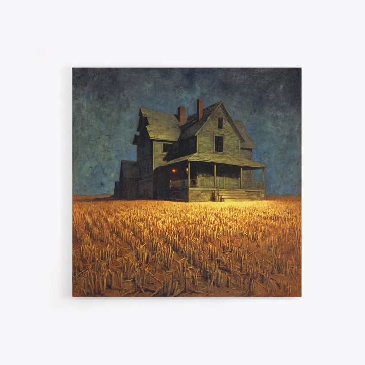 The Possessed Farmhouse, Dark Symbolist Art, Square Wall Art, Dark Fantasy Wall Art, Canvas Print, Halloween Wall Art