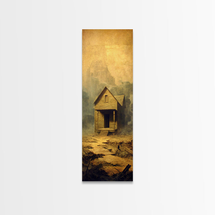 The Possessed Farmhouse, Surreal Apocalyptic Art, Tall Narrow Wall Art, Gothic Horror Wall Art, Canvas Print, Halloween Wall Art