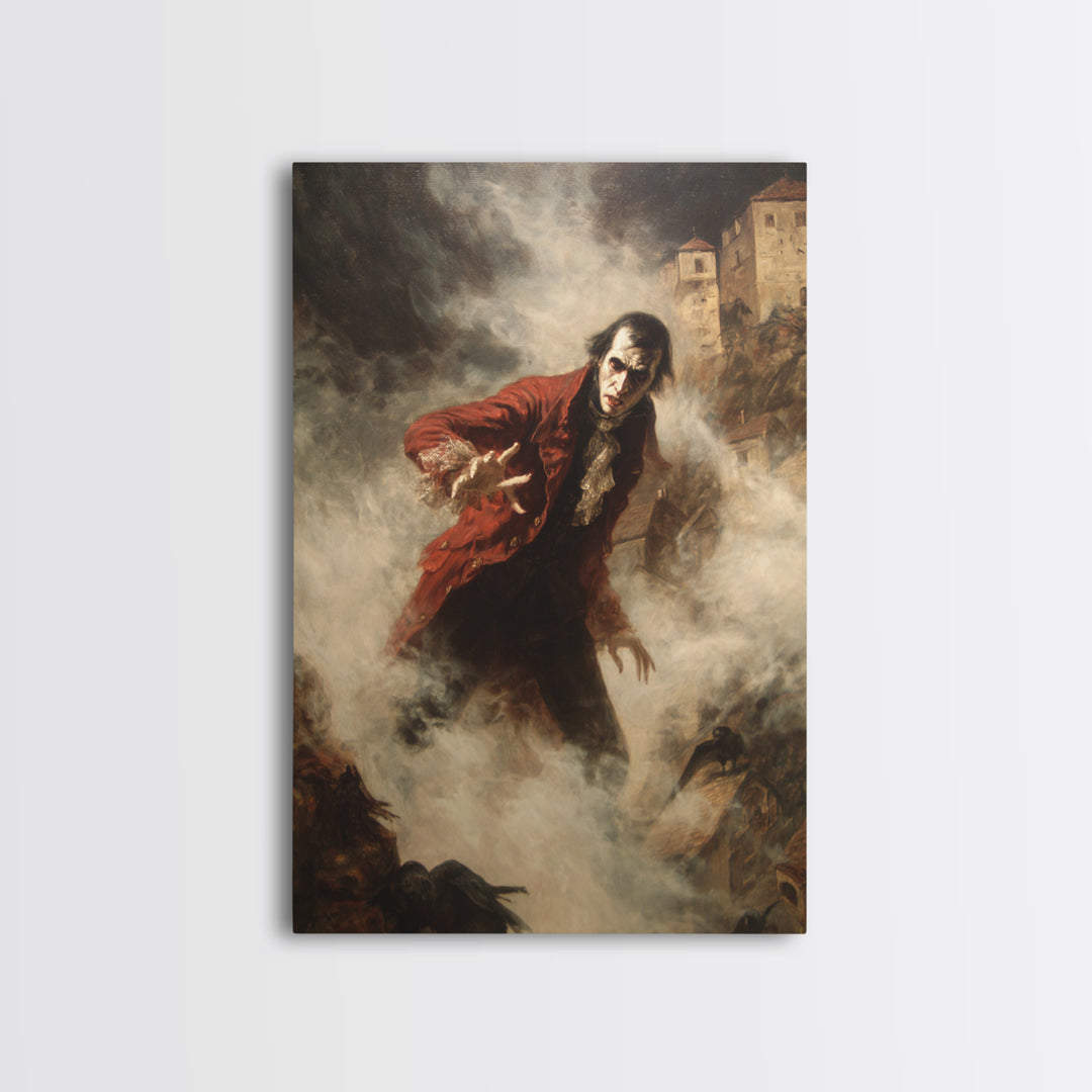 The Vampire Castle, Dark Romantic Horror Art, Vertical Wall Art, Macabre Wall Art, Canvas Print, Halloween Wall Art, Seasonal Home Decor