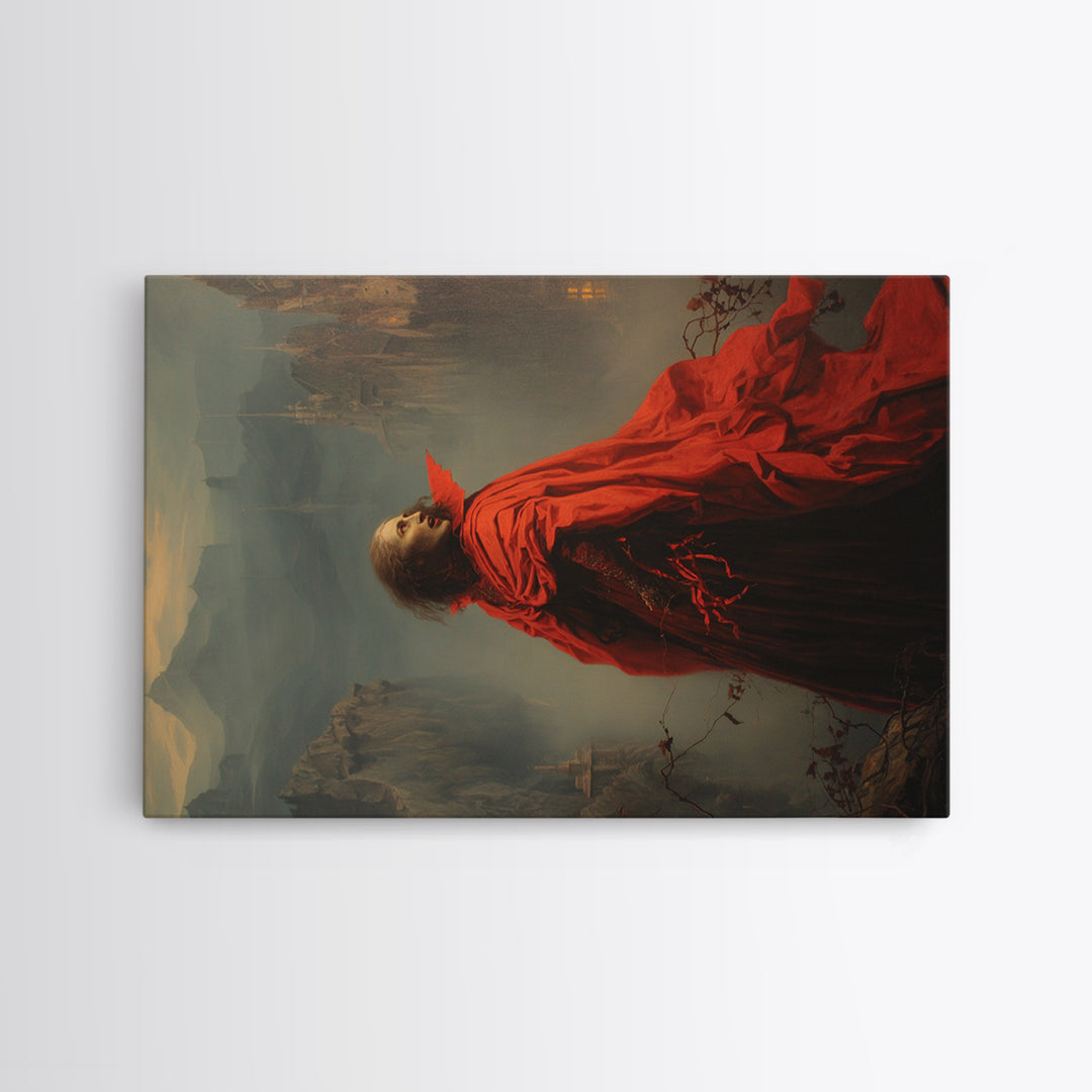The Vampire Castle, Symbolist Gothic Landscape, Landscape Wall Art, Macabre Wall Art, Canvas Print, Halloween Wall Art, Statement Wall Art