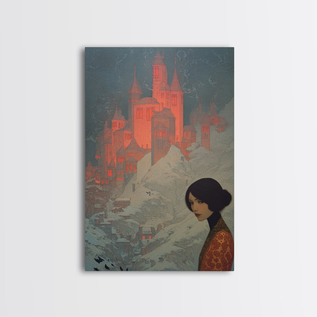 The Vampire Castle, Symbolist Death Art, Vertical Wall Art, Macabre Wall Art, Canvas Print, Halloween Wall Art, Horror Wall Art