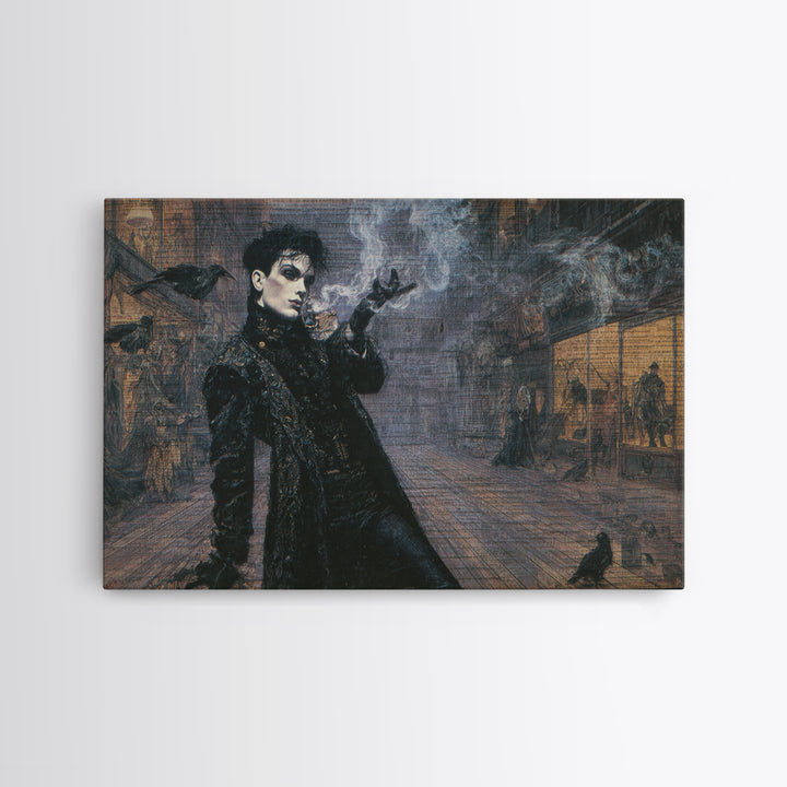 The Ghost Town Main Street, Dark Symbolist Art, Landscape Wall Art, Gothic Horror Wall Art, Framed Canvas Print