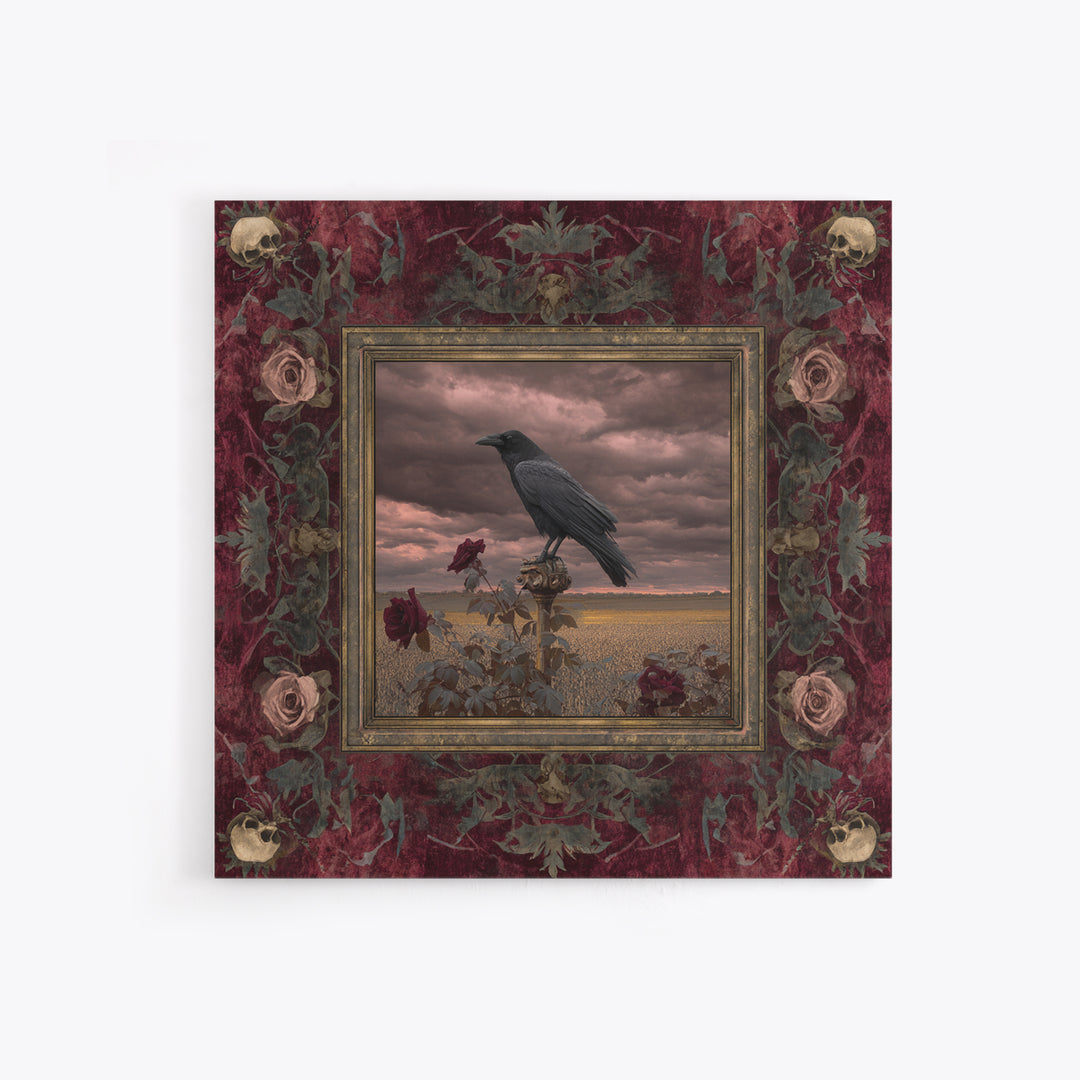 Storm Clouds over an Abandoned Field Canvas Print, Dark Art, Living Room Decor, Fine Art, Nocturne, Luxury Decor, DAR-1x1-14