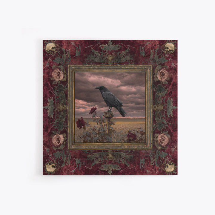 Storm Clouds over an Abandoned Field Canvas Print, Dark Art, Living Room Decor, Fine Art, Nocturne, Luxury Decor, DAR-1x1-14