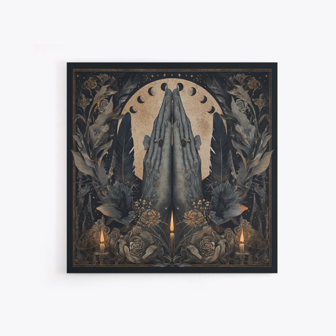 Occult Celestial Hands Canvas Print, Dark Art, Painting, Living Room Decor, Fine Art, Nocturne, Gothic Wall Art, Moody Wall Art, DAR-1x1-20