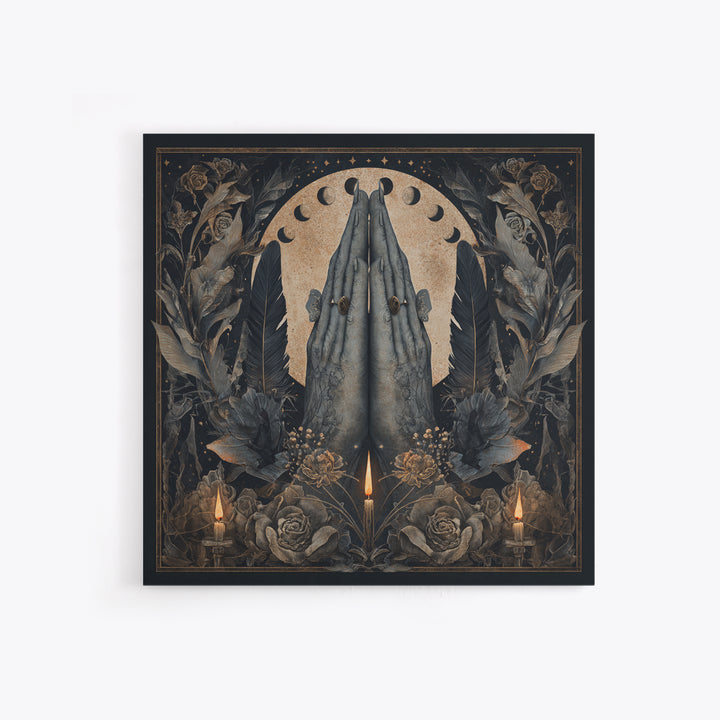 Occult Celestial Hands Canvas Print, Dark Art, Painting, Living Room Decor, Fine Art, Nocturne, Gothic Wall Art, Moody Wall Art, DAR-1x1-20