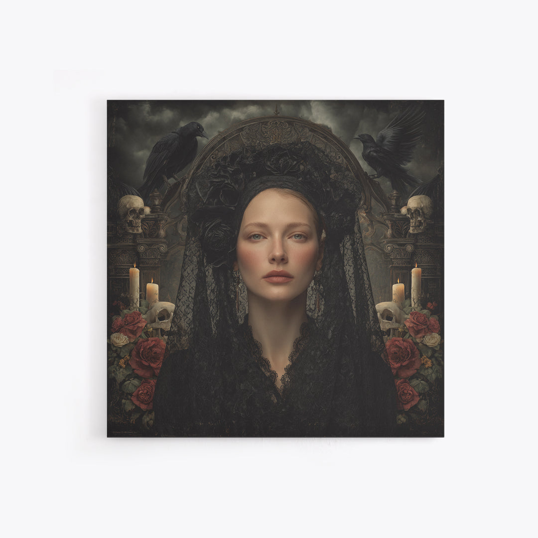Gothic Woman Portrait Framed Canvas Print, Dark Art, Art Print, Living Room Decor, Fine Art, Nocturne, Halloween Art, DAR-1x1-28