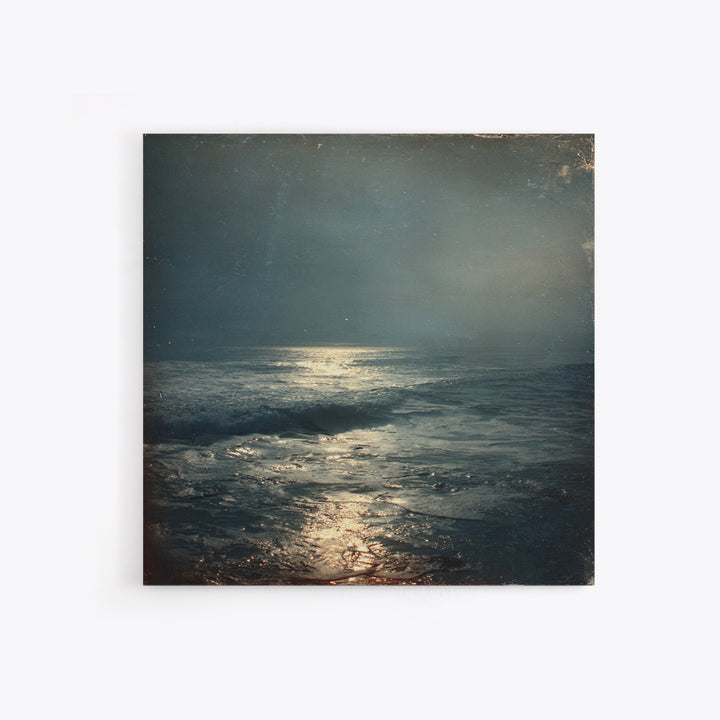 Stormy Sea under a Nearly Black Sky Framed Canvas Print, Dark Art, Textured Painting, Living Room Decor, Fine Art, Nocturne, DAR-1x1-29