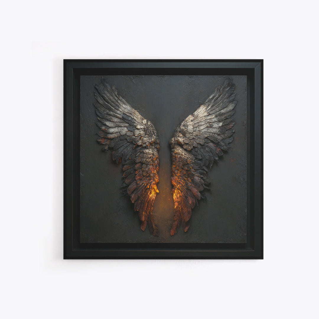 Dark Angel Wings Canvas Print, Dark Art, Moody Wall Art, Living Room Decor, Fine Art, Nocturne, Gallery Decor, Neutral Decor, DAR-1x1-31