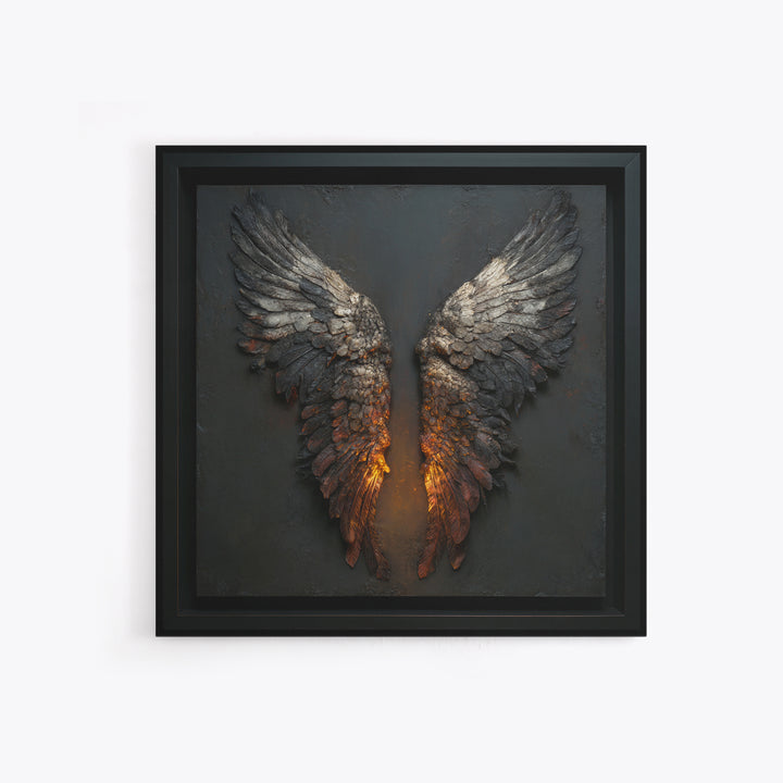 Dark Angel Wings Canvas Print, Dark Art, Moody Wall Art, Living Room Decor, Fine Art, Nocturne, Gallery Decor, Neutral Decor, DAR-1x1-31