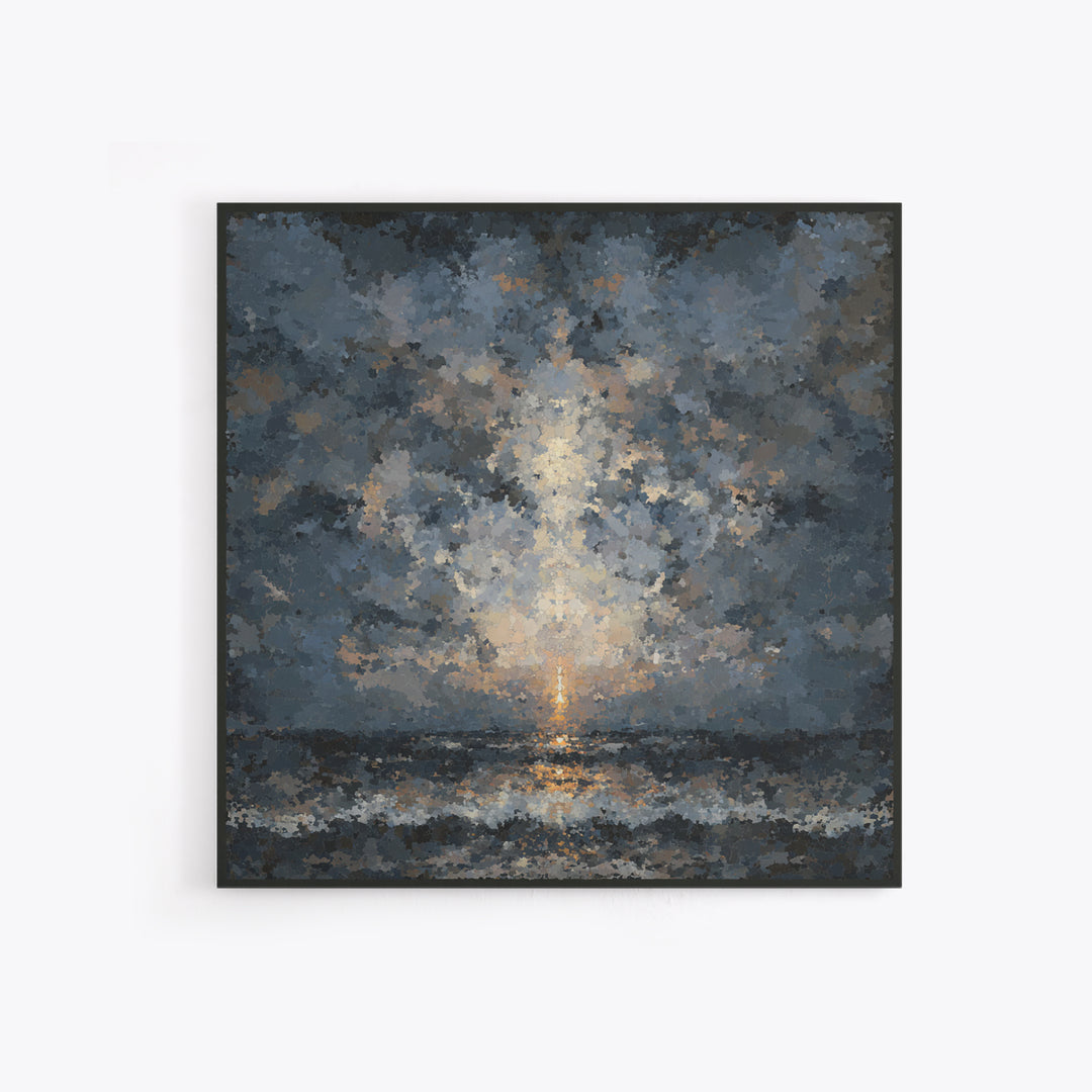 Stormy Sea under a Nearly Black Sky Canvas Print, Dark Art, Fine Art Print, Living Room Decor, Fine Art, Nocturne, Wall Decor, DAR-1x1-5
